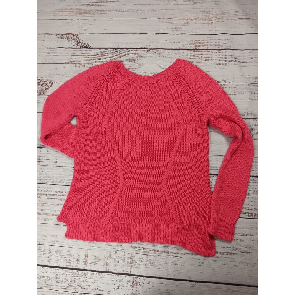 Apt. 9 Sweater Women’s Large Pink  Cable Knit Long Sleeve Round Neck Pullover